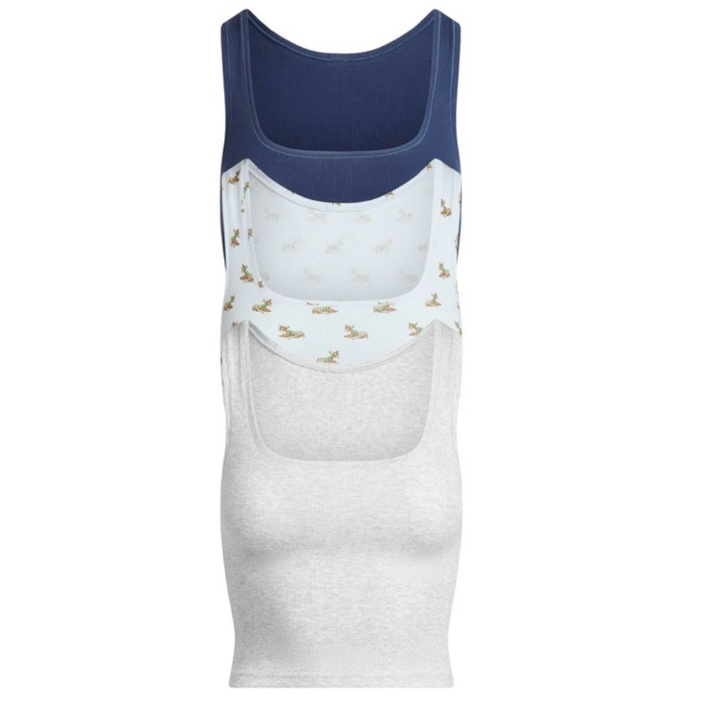 Skims Baby Deer Navy Grey Multi Bulk Tank Top 3 Pack Gift Box Set NEW Size Med L